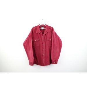 Vintage 80s Rockabilly Mens XL Faded Double Pocket Chamois Cloth Button Shirt